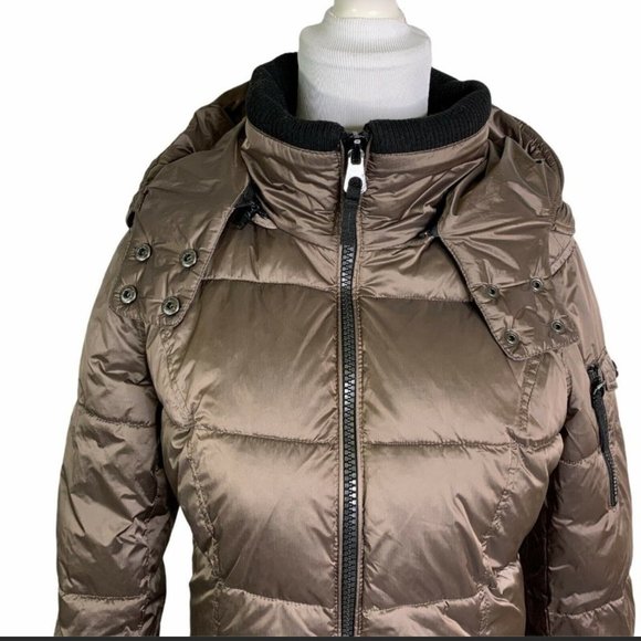 New HALITECH Down Filled Quilted Taupe Hooded Jacket XXL - Picture 9 of 15